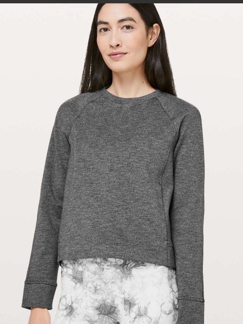 Lululemon On-Track Crew Long Sleeve Sweatshirt, Sz 6, Womens, Heathered Black